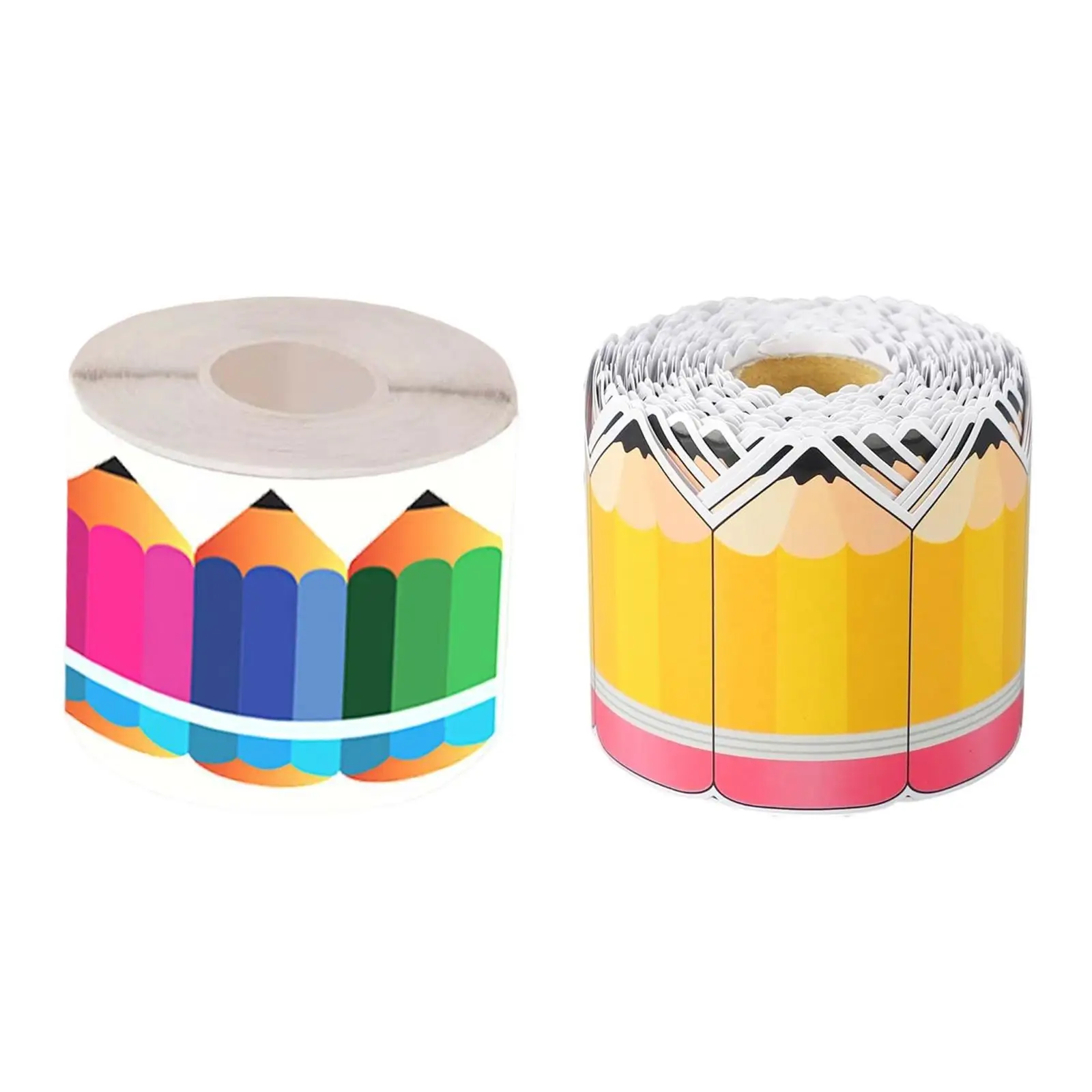 18M Pencil Border Roll Bulletin Board Trim for Office, Windows Paper Die Cut