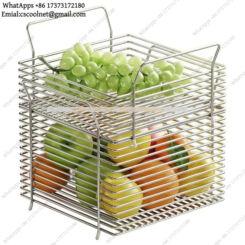 k3 304 Stainless Steel Stackable Storage Basket, Kitchen Fruit Vegetable Produce Organizer Rack, Countertop Pantry Shelf
