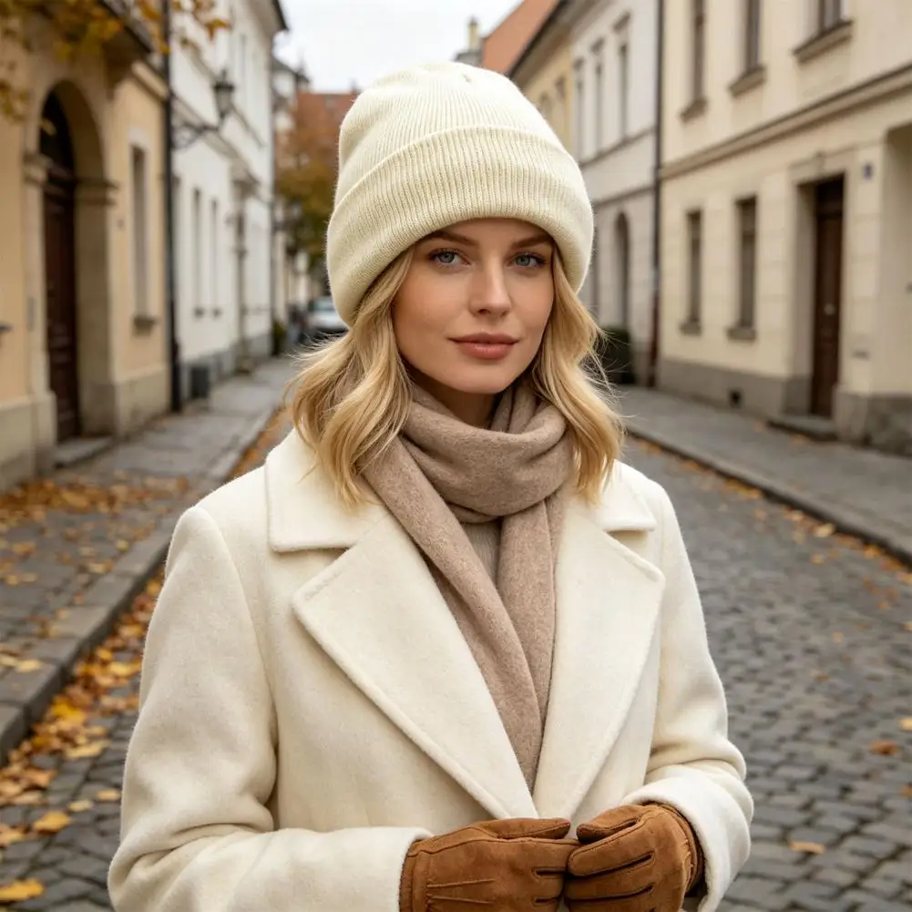 Gift for Friends Winter Satin Lined Knit Hat for Women Winter Warm for Frizz-free Hair Protection Soft Thermal Cap Weather Warm