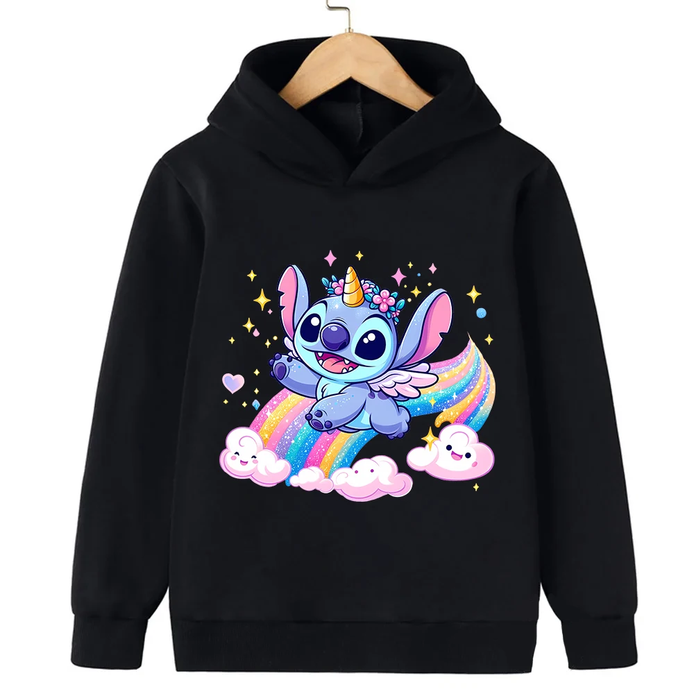 

Disney Stitch Girl Boy Hoodies Little Monster Strawberry Kids Pullover Children Cartoons Casual Clothes Kid Tops Sweatshirts