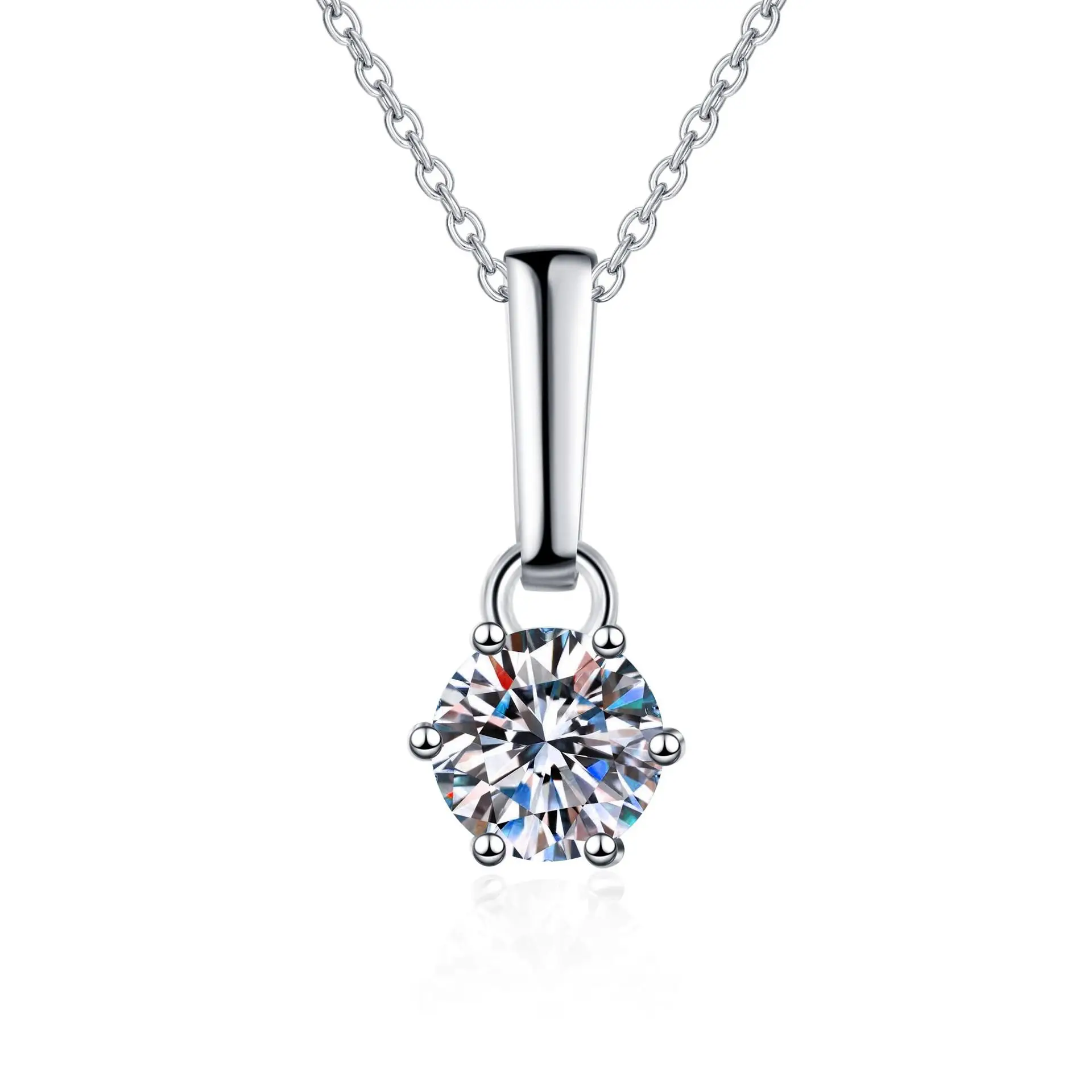 Luxe Platina Ketting Vrouwen Pt950 Moissanite Diamant Zes Klauw Hanger Sleutelbeen Ketting Bruiloft Fijne Sieraden Cadeau