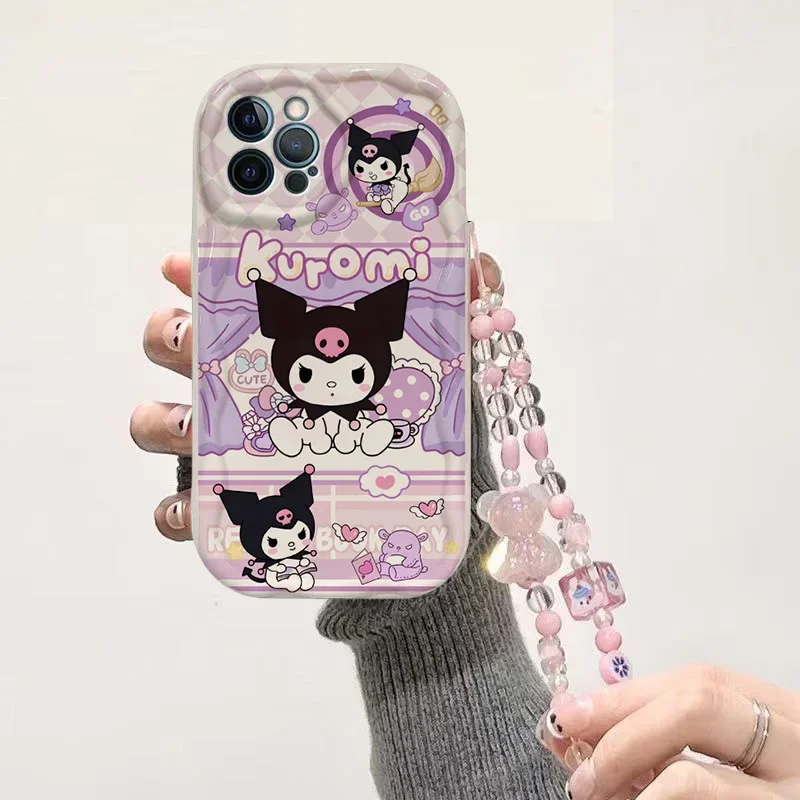 Hello Kitty Melody Kuromi Chain Phone Case For Xiaomi Redmi 9T Note 10 9 8 10C 9C 9A 11 5G K30 K40 K50 Pro A1 A2 Plus Cover