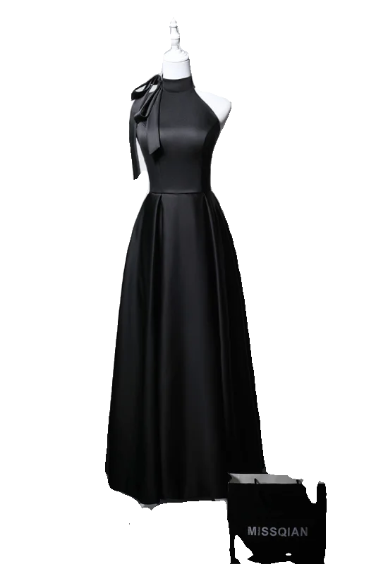 Ele Bla Abito da sera in morbida seta Ne Hanging Sle Gonna lunga a trapezio per spettacoli di conferenze di compleanno