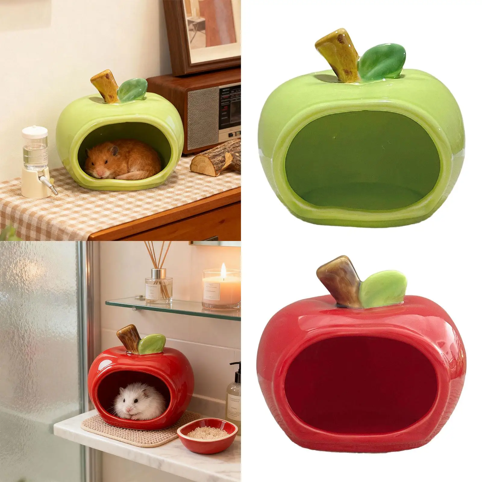 Adorable Fruit Shaped Ceramic Hamster House Hideout Small Animal Habitat Cave Bed for Hamster Home