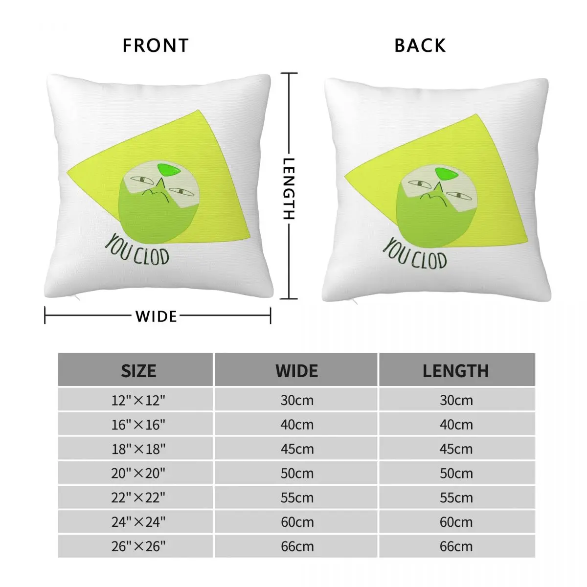 You Clod Peridot Steven Universe Square Pillowcase Pillow Cover Cushion Zip Decorative Comfort Throw Pillow for Home Car