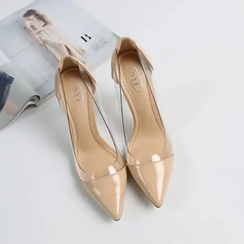 2024 New Women Pumps PVC Transparent High Heels Sexy Pointed Toe Leopard Grain Party Shoes Lady Thin Heels Pumps Size 40