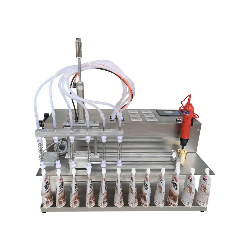 Semi-Auto Plastic Stand-up Pouch Filler Juice Soybean Milk Bottling Line Machine Liquid Filling Machine
