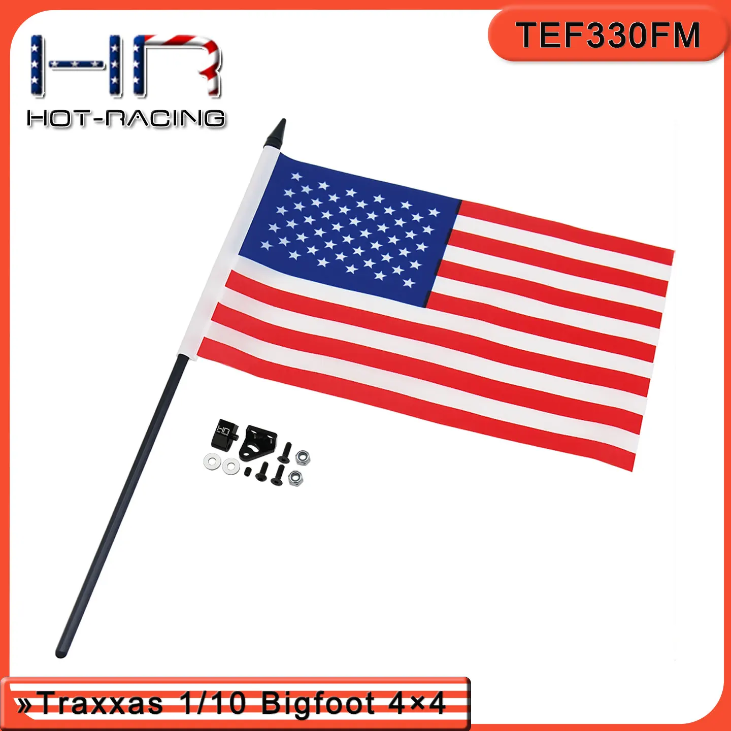 HR Traxxas 1/10 Bigfoot Monster Truck 4x4 Aluminiumlegierung, feste Basis, simulierte Flagge mit verstellbarem Winkel, RC-Autoteile