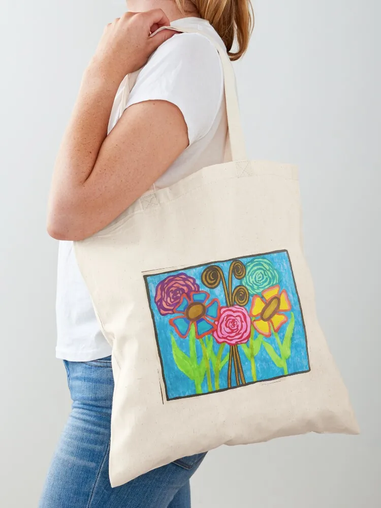 Bolsa de Mano con Estampado de Dalias, Margaritas y Colas de Mono, Bolsa de Playa, Bolsa de Compras de Lona para Mujer