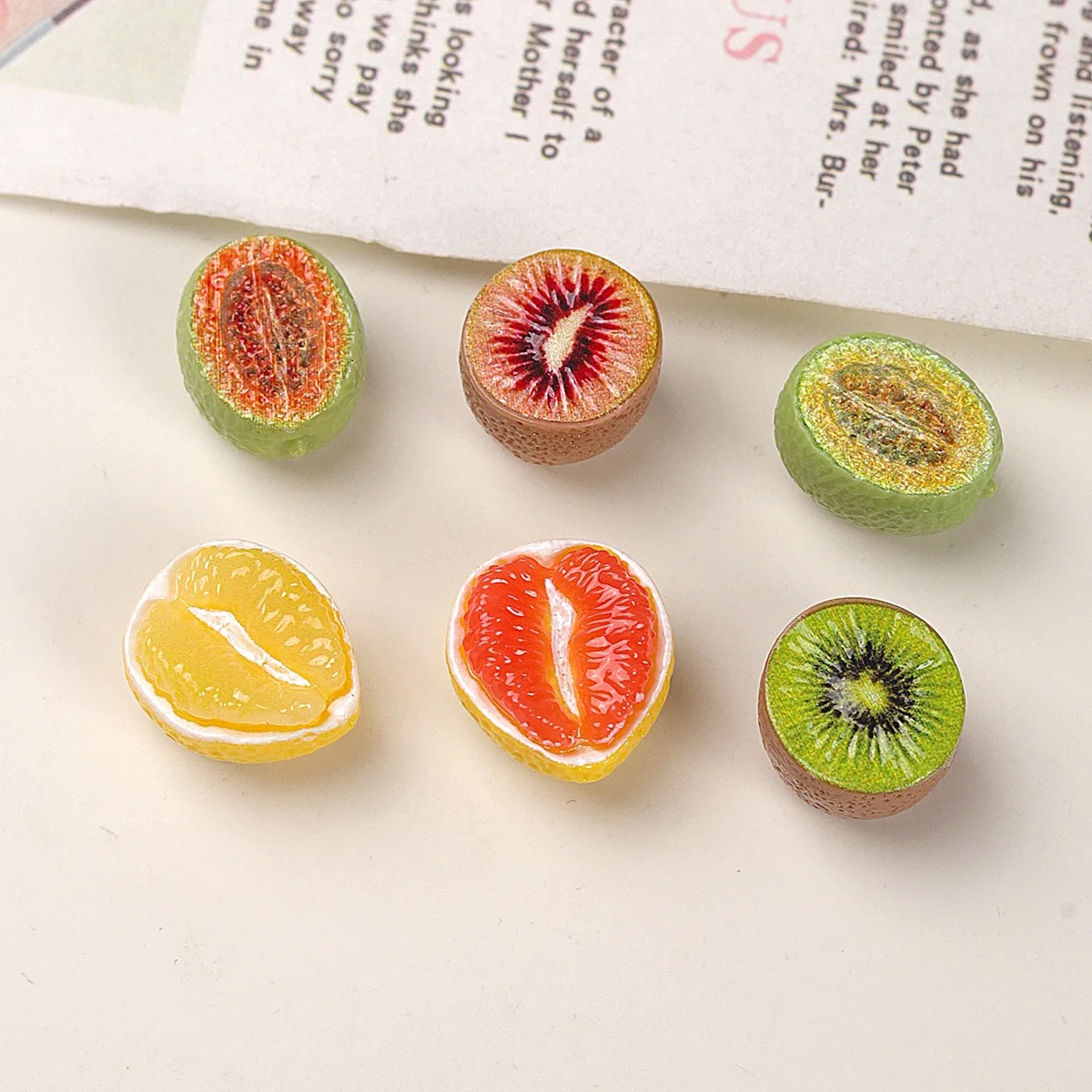 20pcs Cute Grapefruit Kiwi Fruit Hami Melon Resin Cabochon For Phone Decorationo DIY Jewelry Crafts Hair Bows Accessories