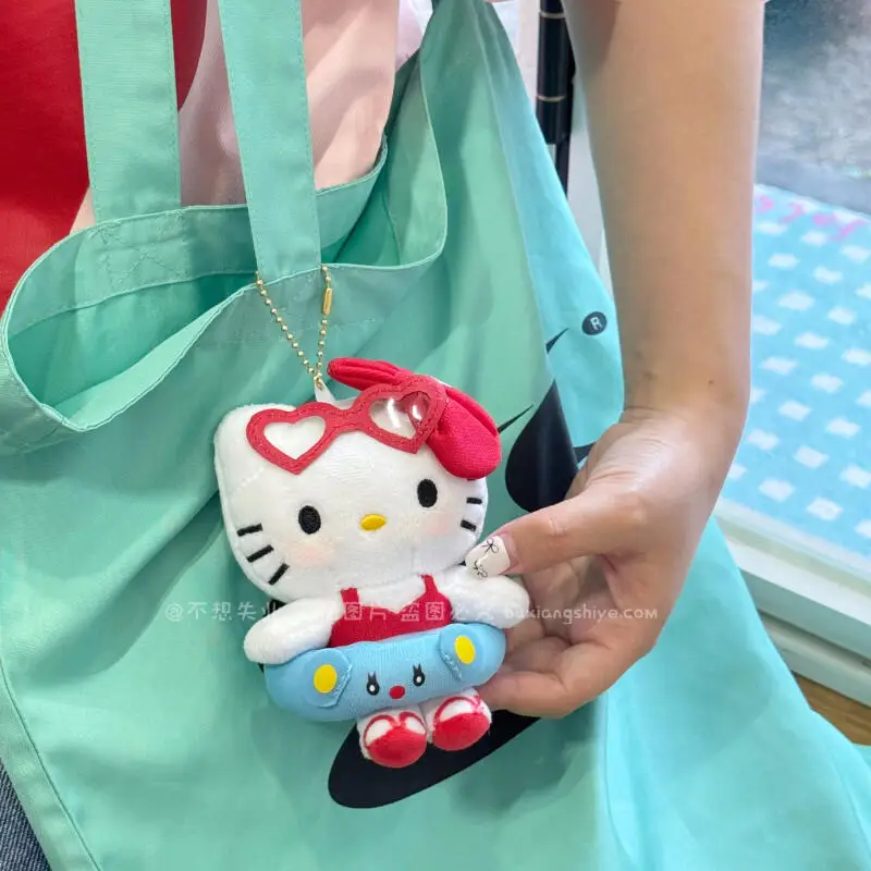 Sanrio Hello Kitty Cartoon Swimming Ring Bag Pendant Clothes Accessories Student Backpack Zipper Decoration Girl's Birthday Gift