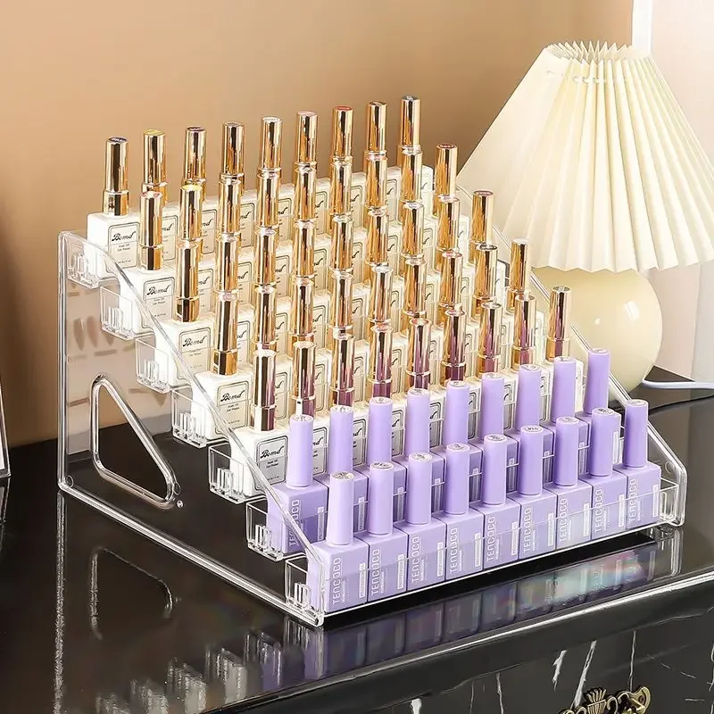 3/4/5/6/7 Layers Acrylic Nail Polish Display Organizer Gel Shelf Quick Install Cosmetic Rack Jewelry Stand Manicure Storage