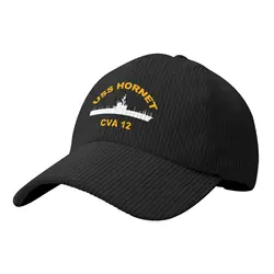 USS Hornet Cv Cva Cvs-12 Flag Corduroy Baseball Cap Fisherman's Hat Soft Trucker Cap Casual Sport Hiking Hats for Men Women gift