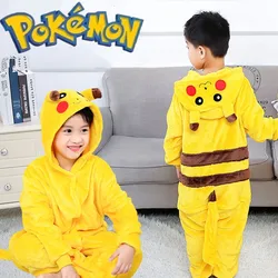 Pokemon Pikachu Anime Plush Flannel Pajamas Pokemon Figures Boys Girls Cartoon Costume Suit Home Clothes Casual Children GiftToy