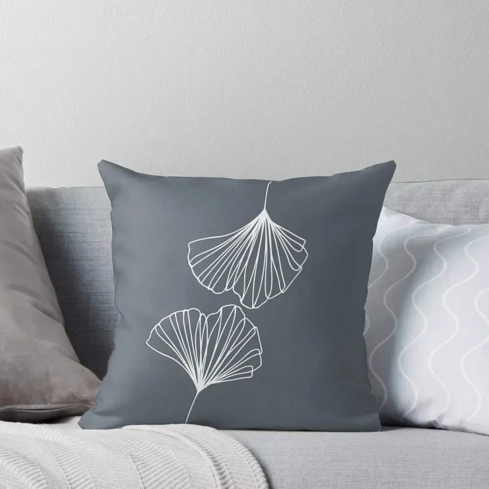 

Ginkgo Leaves Grey Minimal Line Art Throw Pillow luxury decor Covers For Sofas Cusions Cover Decorative pillowcase pillow