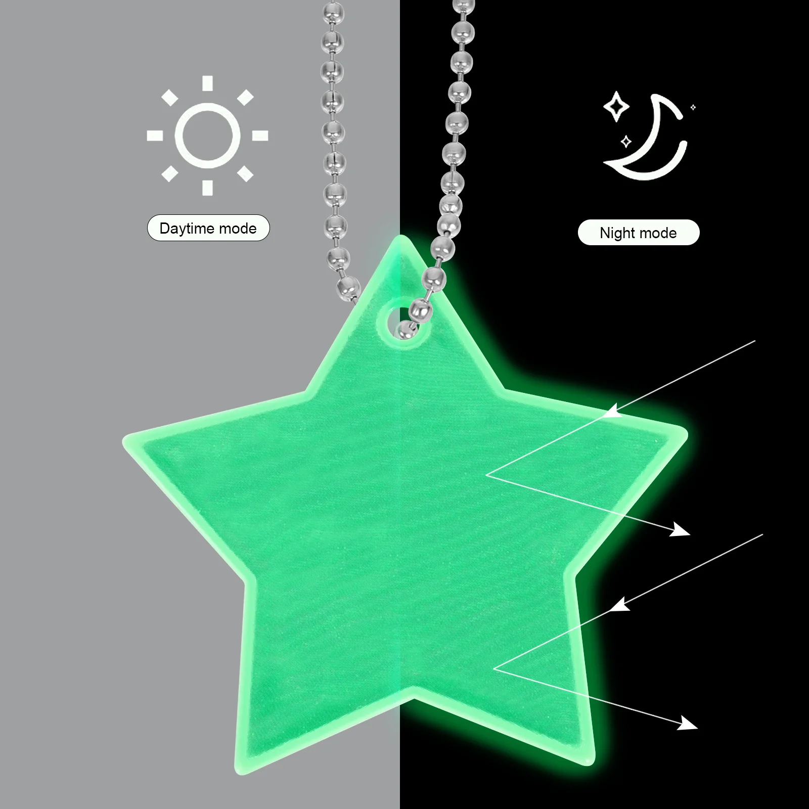 26Pcs Pentagram Star Reflective Pendants Small Lightweight Safety Gear for Dark Conditions Keychain Charms Backpack Clothes