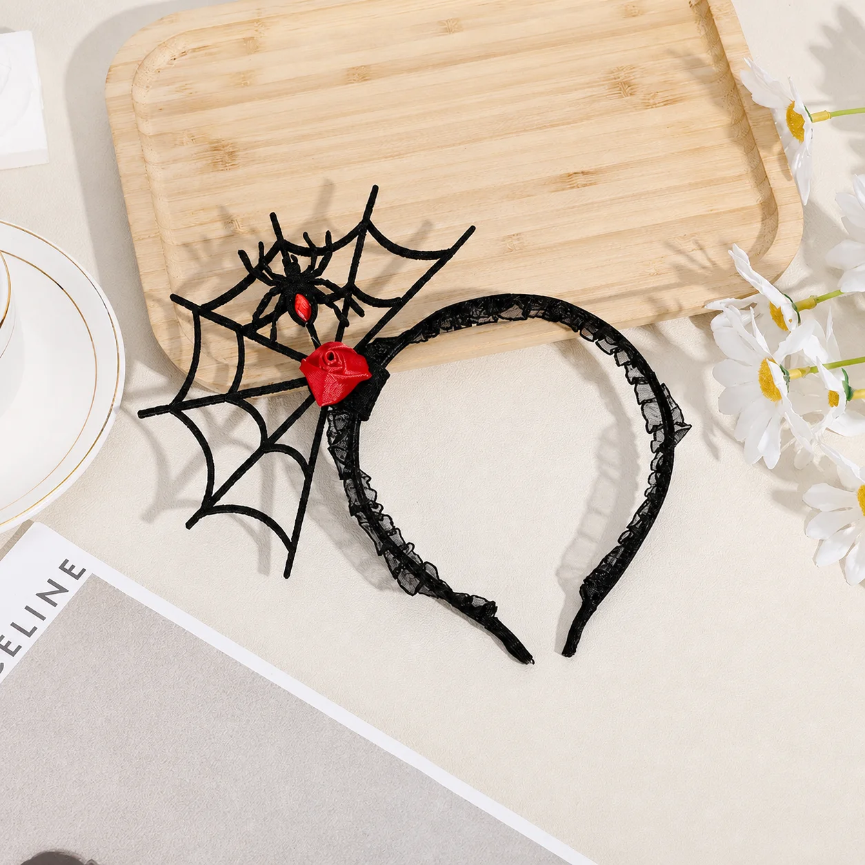 Halloween Headband Trendy Spider Web Hair Accessory Hair Hoop Soft Spider Web Headband For Most Head Sizes Holiday Photo All