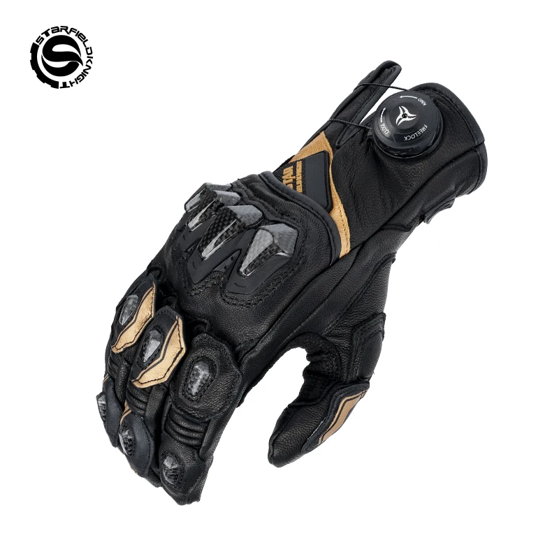 

Star Field Knight Motorcycle Riding Gloves Carbon Fiber Protection Summer Breathable Real Goat Leather Knob Adjustment Design