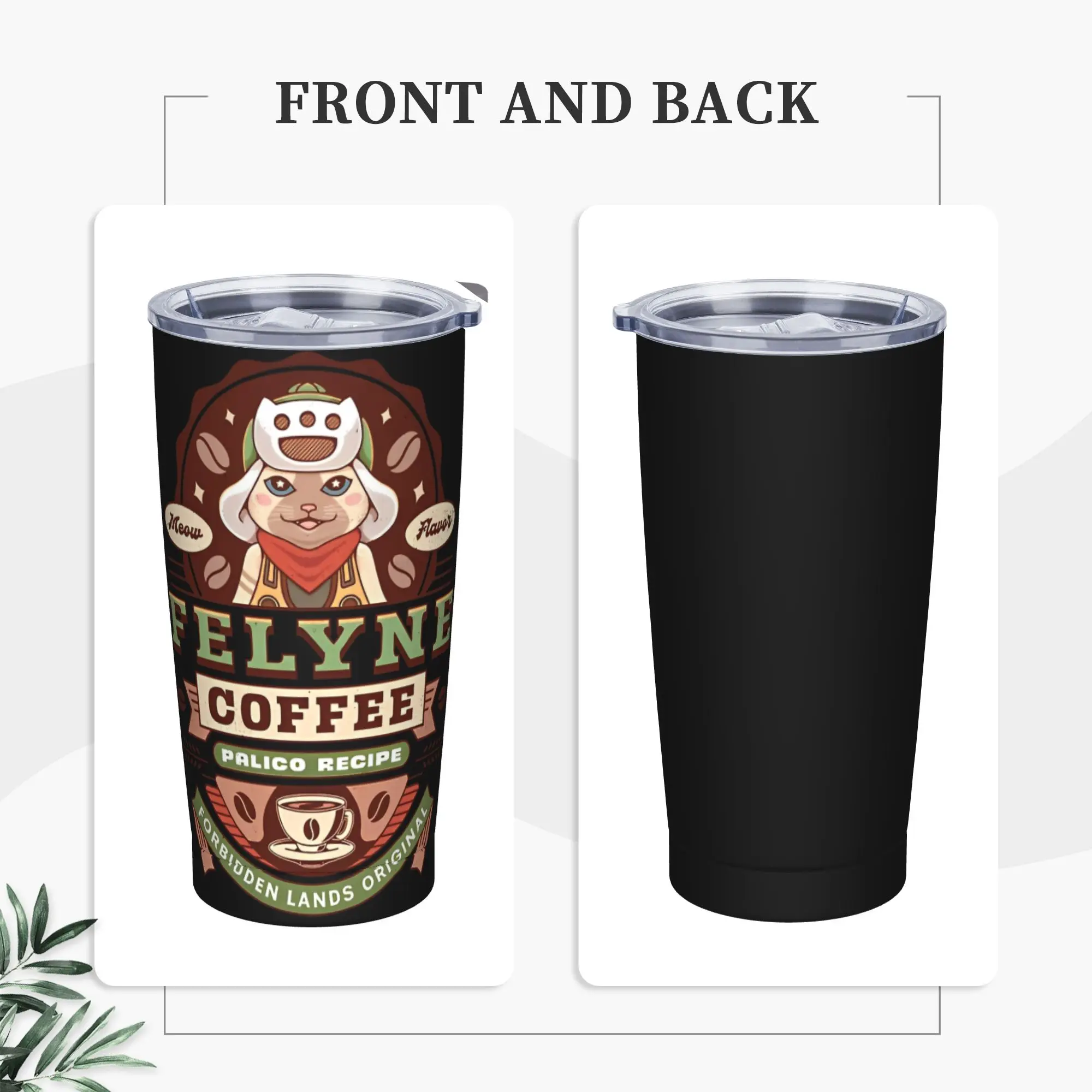 Monster Hunter Wilds Felyne Palico Coffee 20oz Vacuum Insulated Tumbler Game Mugs Fashion Cup Double Walled Water Bottle Gift