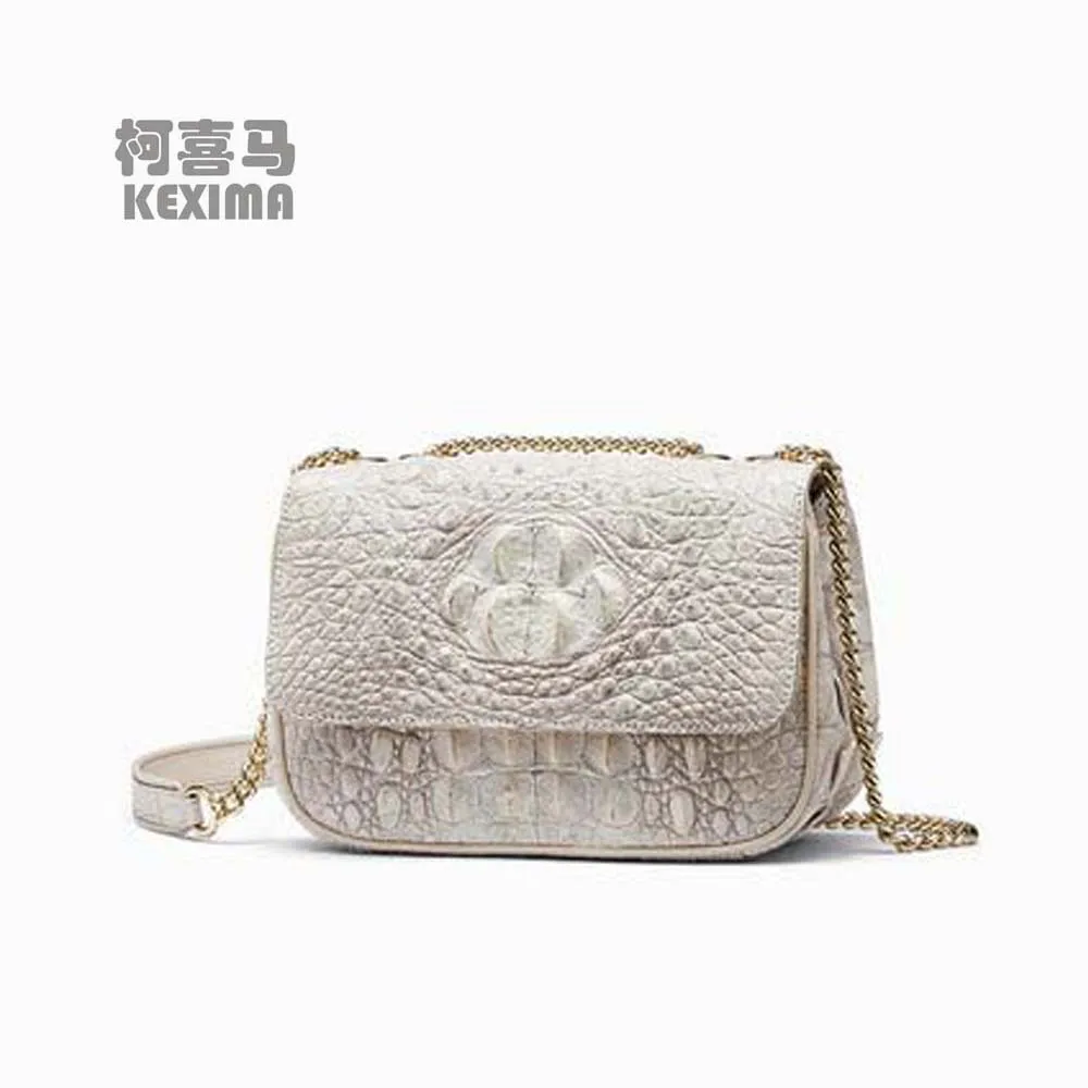 

KEXIMA gete crocodile Female crocodile bag Autumn and winter new female bag Himalayan white One shoulder crossbody bag female