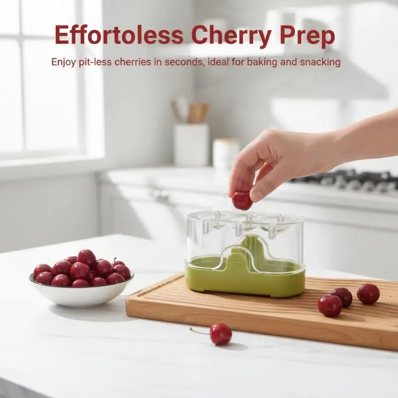 @*Multi Slot Cherry Pitter Tool One Press Fast Operation Portable Fruit Corer for Kitchen Baking Camping Picnic