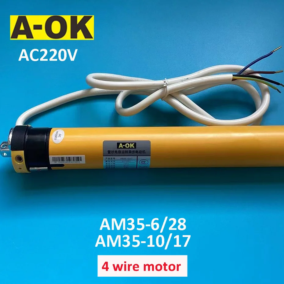 A-OK AM35 10/17,AM35 6/28,4 Wire Rolling Blinds Tubular Motor,for 40mm/45mm/47mm/50mm Tube,AC220V,for Rolling Blinds Shutter