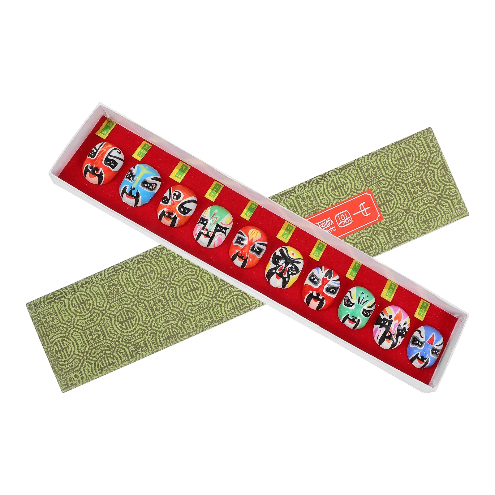 10 قطعة قناع أوبرا بكين التماثيل الطينية مصغرة أقنعة الأوبرا التقليدية نابض بالحياة مفصلة قناع الطين النحت ديكور المنزل #4