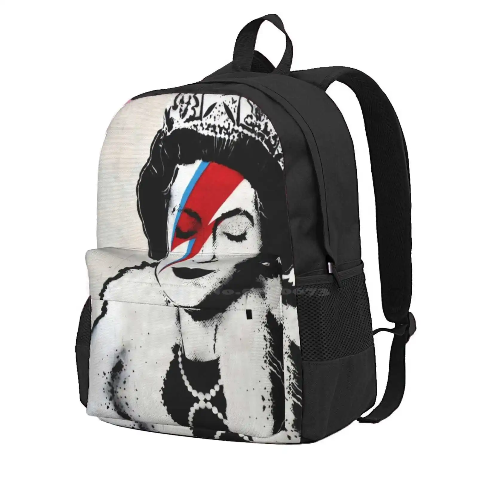 Banksy Uk England Queen Elisabeth Rockband Face Makeup Original Hd Hot Sale Schoolbag Backpack Fashion Bags England Queen