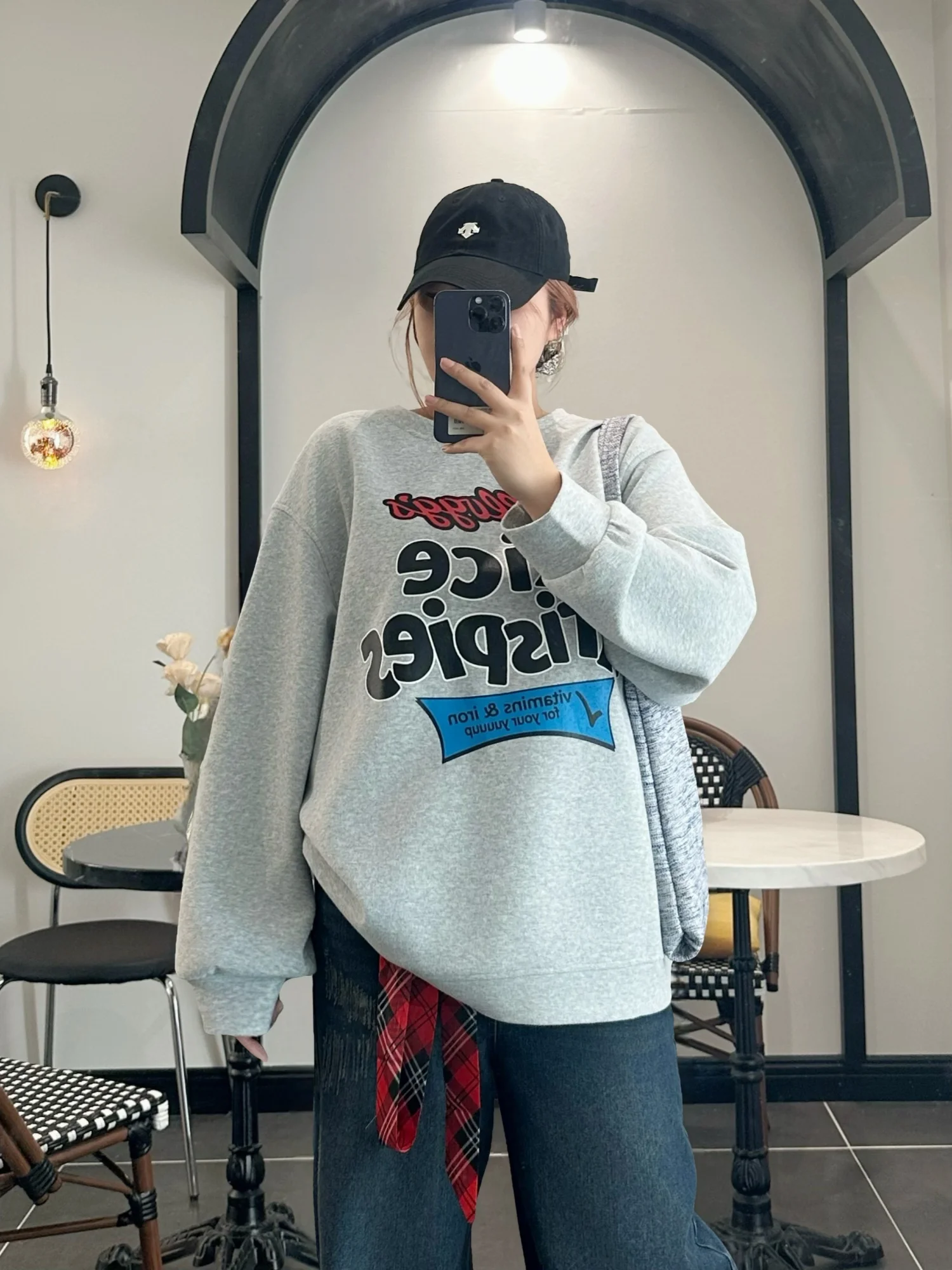 

Женская толстовка больших размеров с круглым вырезом в американском повседневном стиле с буквенным принтом, весенняя новинка, утепленная, модель 16808O, для повседневной носки