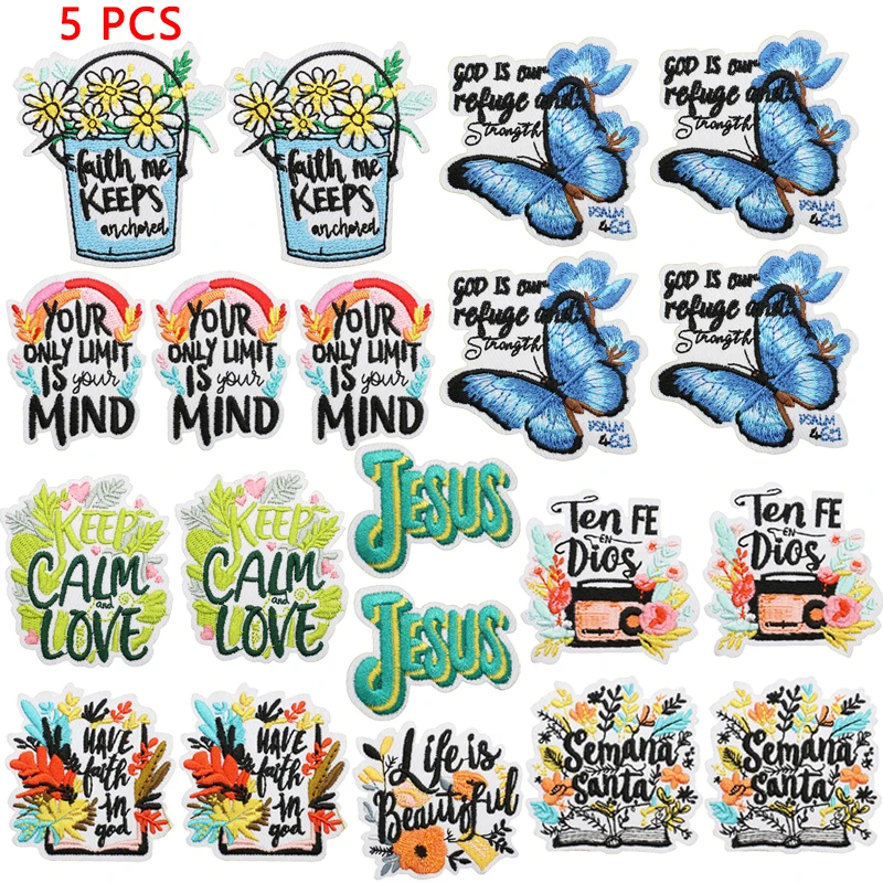 5 pcs/let Inspirational Phrases Applique/Embroidery Patch Iron On Patches For Clothing Thermoadhesive Patches On Clothes Sticker