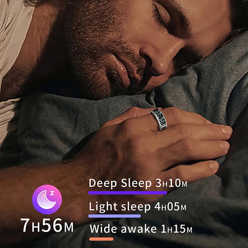 SR08-Anneau de Sommeil Intelligent pour Homme et Femme, Moniteur de Fréquence Cardiaque et d'Oxygène dans le Sang, Mode Multi-dehors, Étanche IP68 5iko, Bluetooth