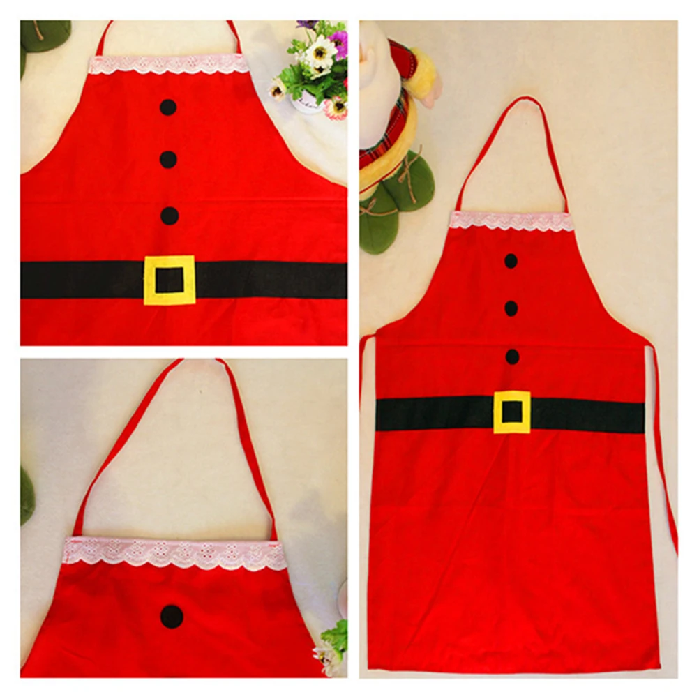 

2pcs Kids Christmas Aprons Childrens Holiday Kitchen Wear Lightweight Soft Easy Wash Classic Design for Party Festive