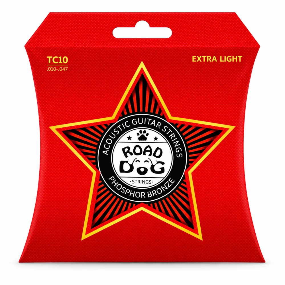 ROAD DOG Acoustic Guitar Strings Phosphor Bronze Coated Hex Core 6-String Set TC10 TC11 TC12 Extra Light Custom Light