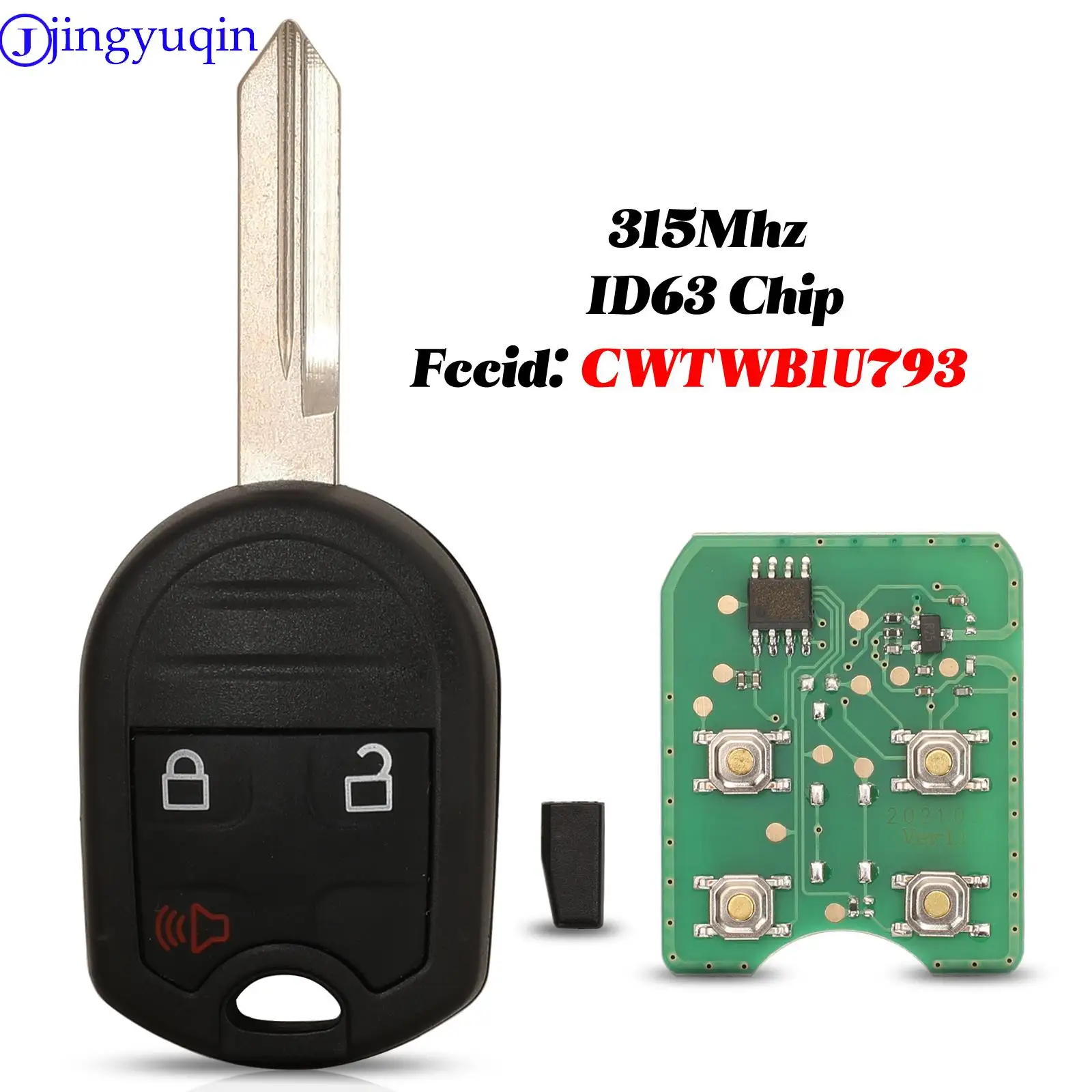 jingyuqin Remote Car Key Fob For Ford Expedition Explorer Taurus Flex 315 MHz With 4D63-80bit Chip FCCID: CWTWB1U793/OUCD6000022