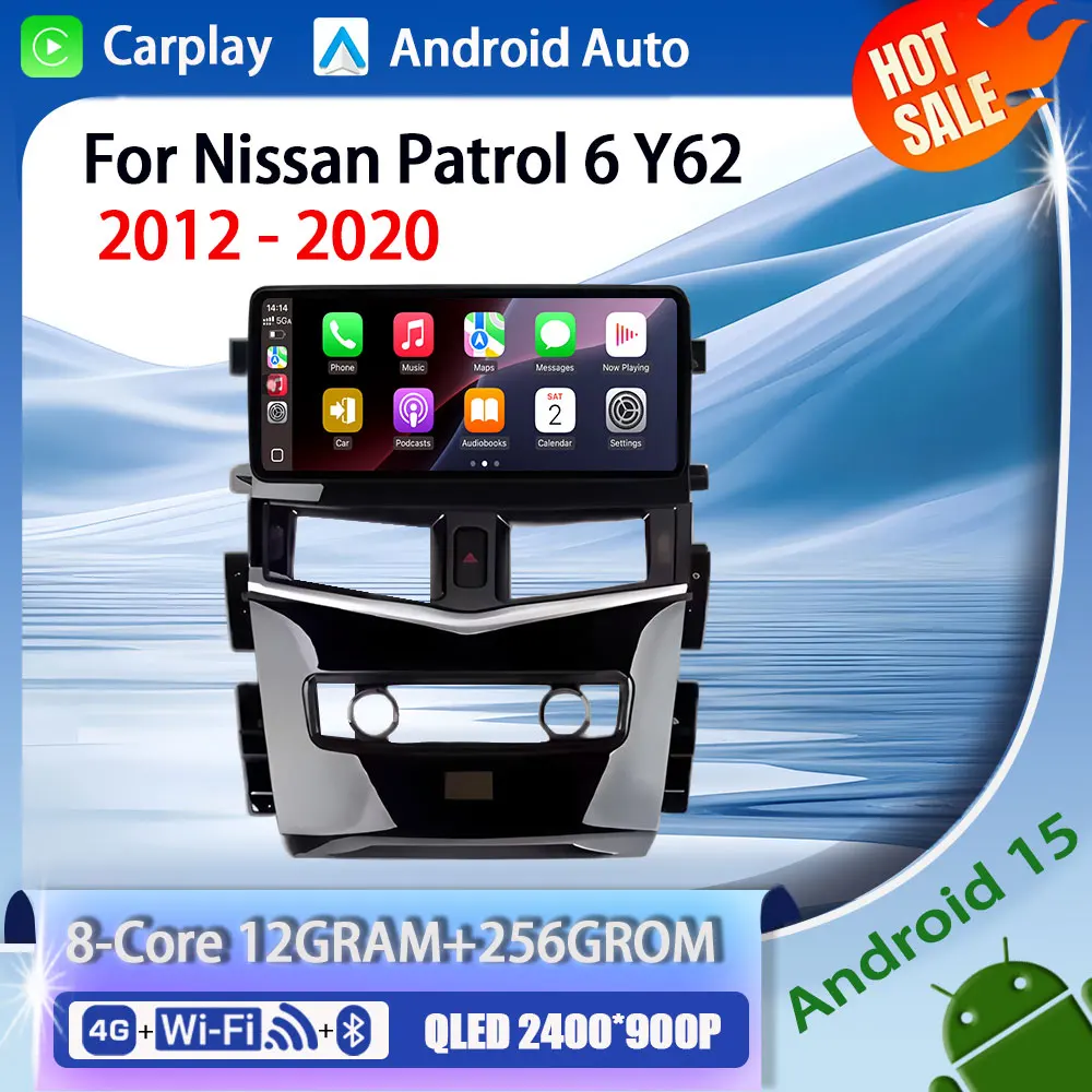 12.3 “ 4G For Nissan Patrol 6 Y62 2012-2020 Car Android 15 Radio Stereo Multimedia Video GPS Navigation Player IPS screen BT