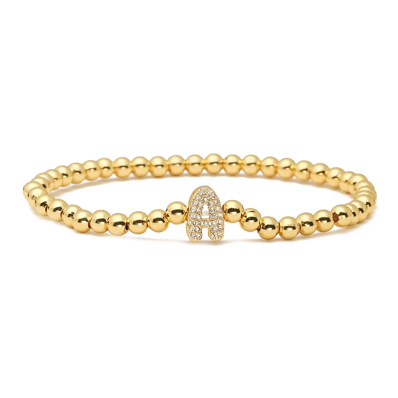 Zirconia Alphabet Charm Bracelet for Women, Adjustable Gift