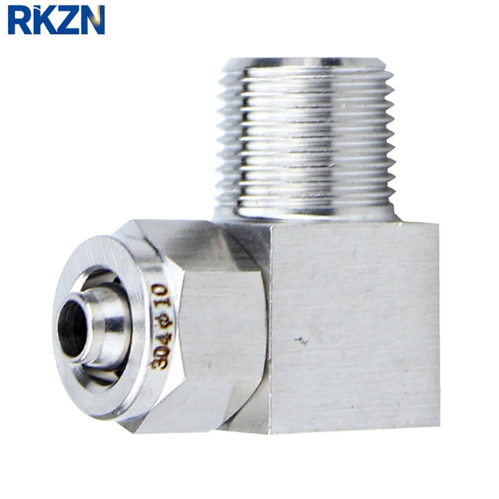 304 Stainless Steel PL Quick‑Lock Pneumatic Right Angle Elbow BSPP External Thread for 4‑12mm PU Air Tube 1/8