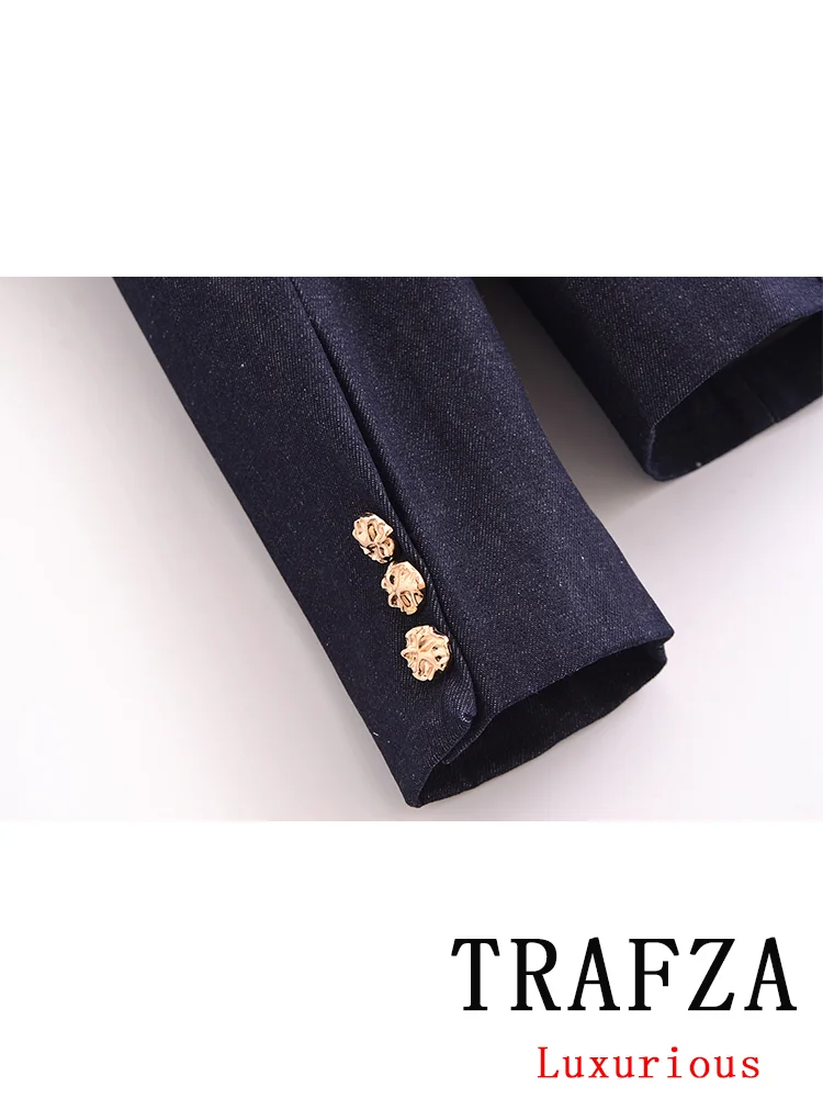 TRAFZA Vintage Elegant Chic Women Blazer Solid Single Breasted Long Sleeve Blazer Fashion 2025 Spring Summer Office Lady Blazers