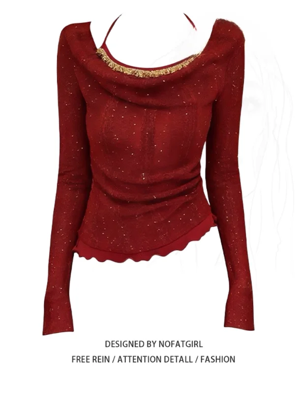 

plus Size Knitwear One oulder Cisas Inner Wear Base irt Korean Sle Fitting Long Sve Color for plus Size Women