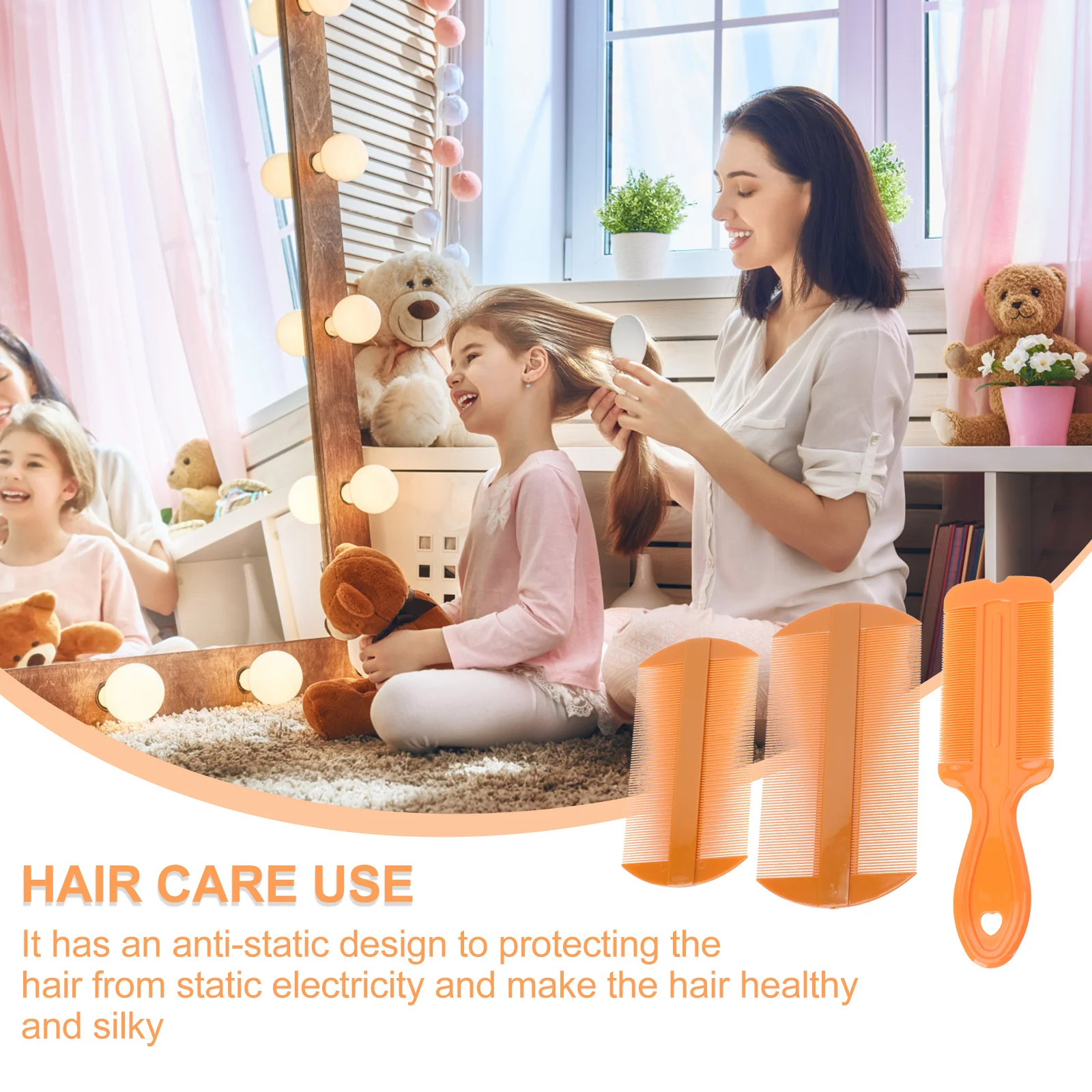 

Double Sided Fine Tooth Comb 3pcs and Dandruff Removal Hair Scalp Massager Tool for Kids Pets Flea Detangling Styling