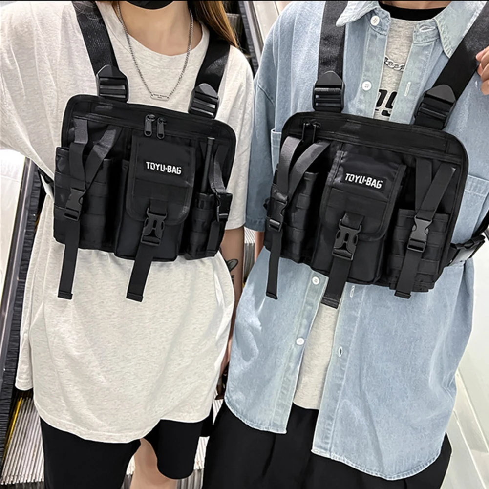 Molle Shoulder Bag Oxford Cloth Molle Shoulder Vest Bags Adjustable Multiple Pockets for Hiking Travel Cycling Molle Chest Bag