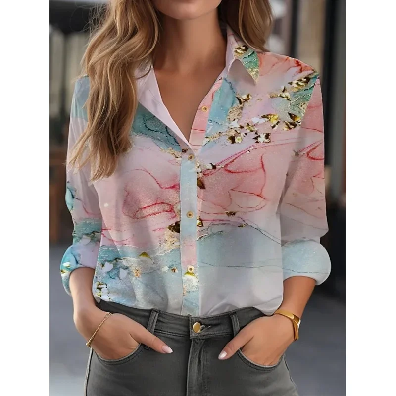 2024 New Elegant Shirt Women Fashion Printing Temperament  Blouse Long Sleeve Shirt Women New Casual Shirt