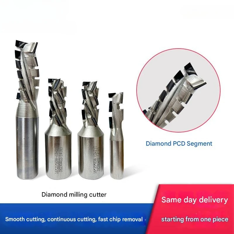 Diamond milling cutter straight cutter cutting smooth PCD blade head diamond spiral tooth milling cutter