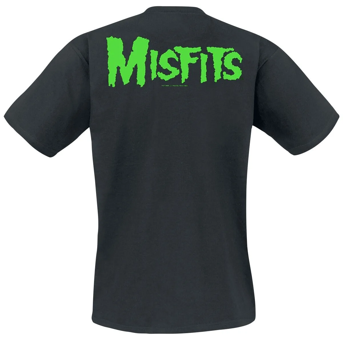 Misfits Fiend Skull T-shirt Soft Cotton Unisex Tee Black Background Neon Print Daily Casual Rock Band T-shirt