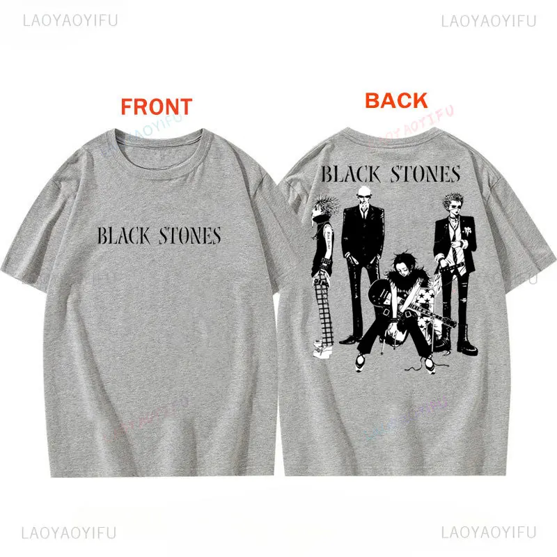 Koszulka Anime BlackStones Nana Nowa Moda Bestseller Bawełniana Koszulka z Nadrukiem Dwustronnym Vintage Graficzne Koszulki Harajuku Streetwear Top
