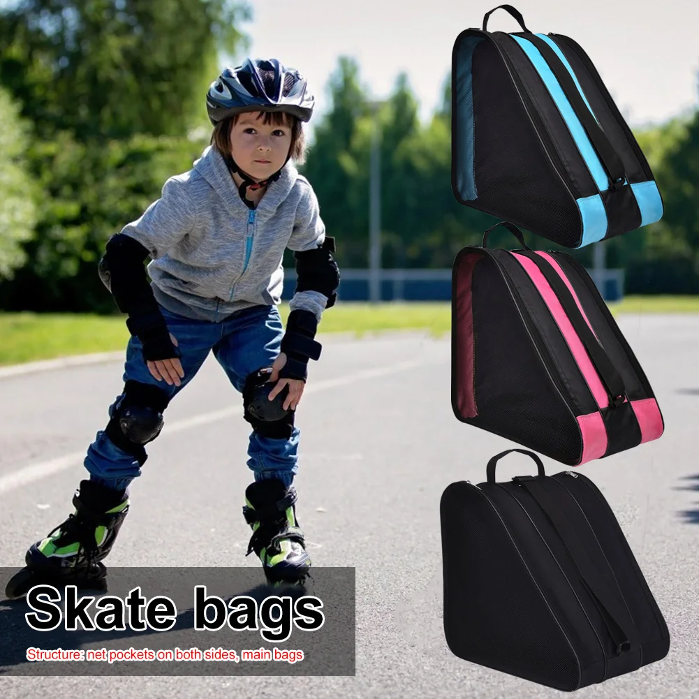 Kids Roller Skating Bag Breathable Thicken Inline Skates Bag with Sides Mesh Pockets Skates Storage Bag Single Shoulder/Handheld