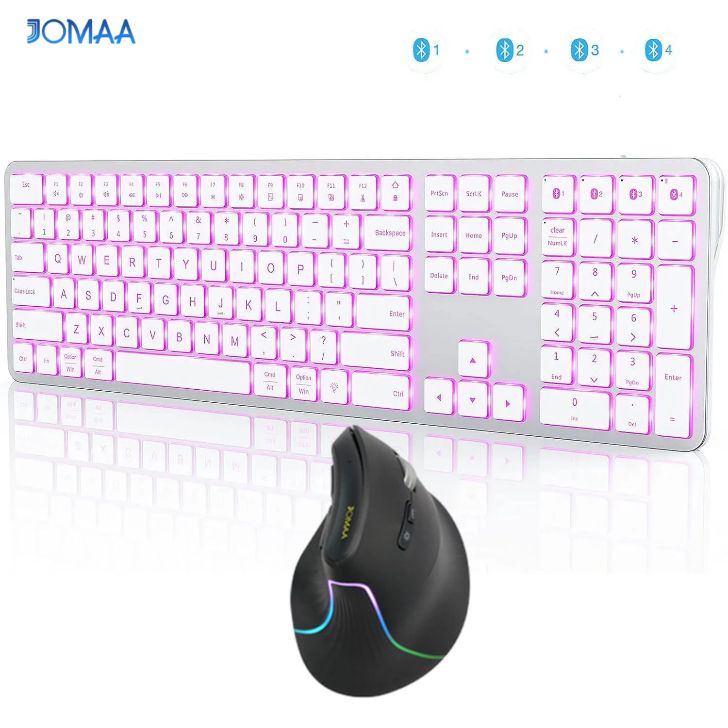 مجموعة لوحة مفاتيح وماوس بلوتوث لاسلكية من JOMAA، مجموعة لوحة مفاتيح رفيعة قابلة لإعادة الشحن متعددة الأجهزة لجهاز Win 7/8/10، MacBook Pro/Air