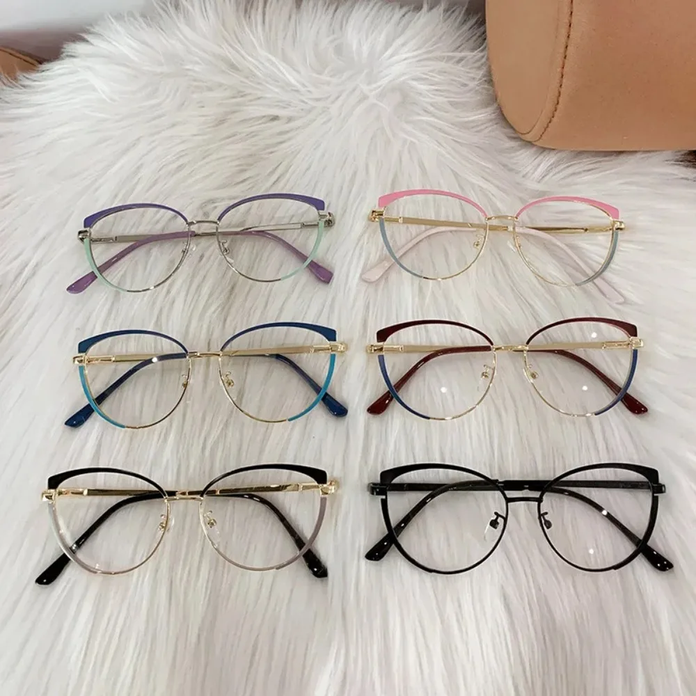 2023 New Anti Blue Light Glasses Fashionable Women Frame Metal Bicolor Myopia Photochromic Glasses Frame Gafas De Lectura Mujer