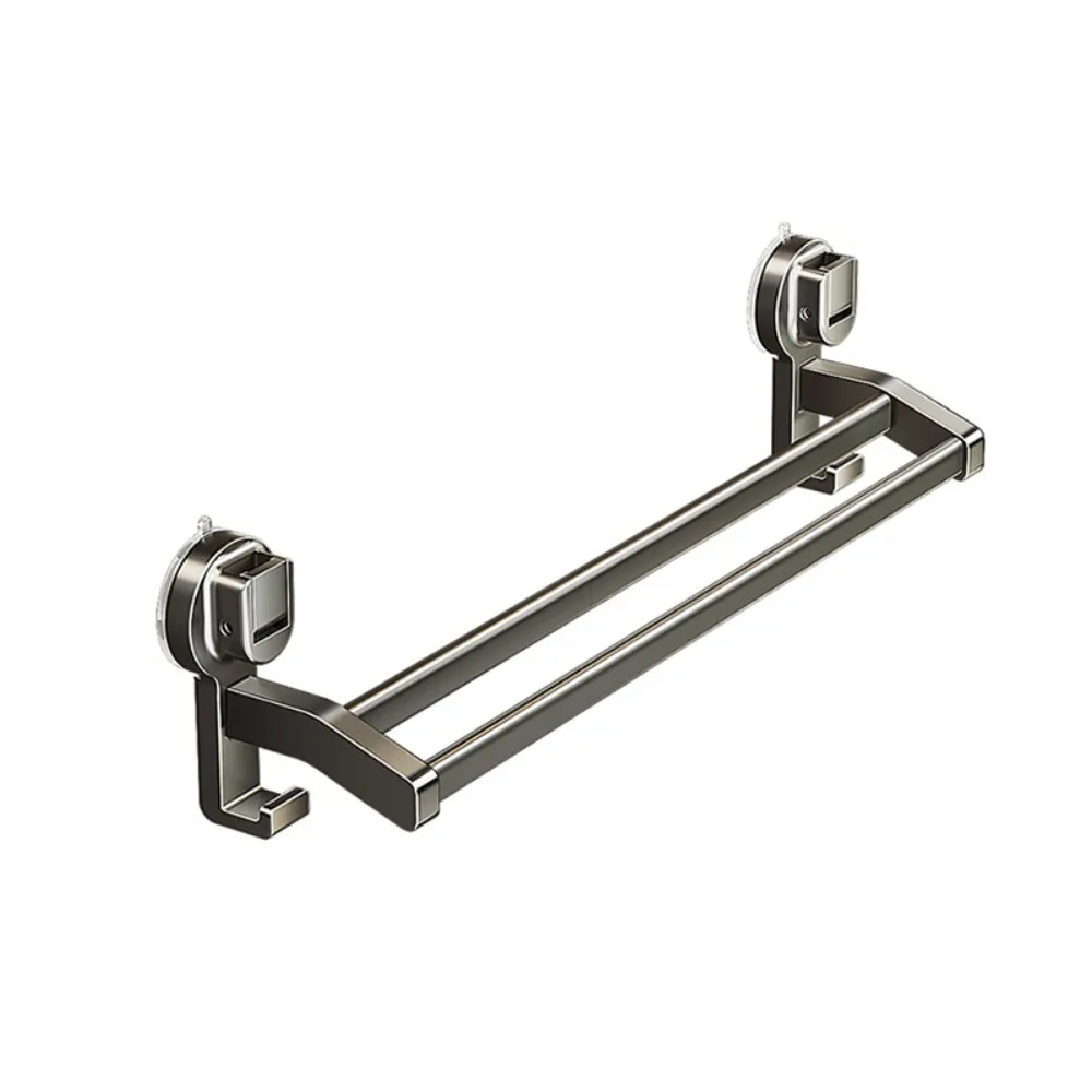 

Punching Free Suction Cup Towel Pole Wall Mounted with Hook Bathroom Towel Rack Strong Load-bearing Detachable