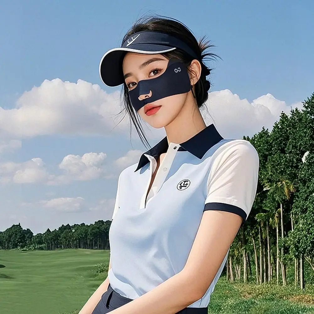 

Summer UV Blocking Women's Face Mask UPF50+ Breathable Golf Face Shield Adjustable Butterfly Half Face Cover for Outdoor